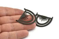 Siyah Güneş Kolye, 2 Oksitlenmiş Siyah Pirinç Güneş Kolye, 2 Halka (35x28x0,80 mm) N0971