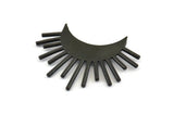 Moon and Sun, 2 Oxidized Black Brass Crescent Moon and Semi Sun Ethnic Pendants With 2 Loops, Findings (37x21x0.80mm) N0976 H0964