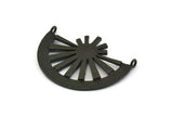 Black Ethnic Pendant, 2 Oxidized Black Brass Semi Circle Pendant With 2 Loops (36x27mm) N0972