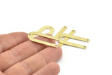 Brass U Shaped Charm, 12 Textured Raw Brass U Shaped Charms With 3 Holes, Connectors, Blanks (30x13x0.80mm) M259