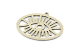 Silver Eye Charm, 2 Antique Silver Plated Brass Eye Charms With 1 Loop, Pendants, Earrings (36x31x1mm) N1102