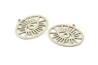Silver Eye Charm, 2 Antique Silver Plated Brass Eye Charms With 1 Loop, Pendants, Earrings (36x31x1mm) N1102
