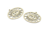 Silver Eye Charm, 2 Antique Silver Plated Brass Eye Charms With 1 Loop, Pendants, Earrings (36x31x1mm) N1102