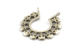 Gümüş Kafatası Tılsımı, 2 Halkalı Antik Gümüş Kaplama Pirinç Kafatası Kolye, Buluntular (34x2mm) N1037