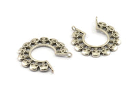 Gümüş Kafatası Tılsımı, 2 Halkalı Antik Gümüş Kaplama Pirinç Kafatası Kolye, Buluntular (34x2mm) N1037