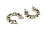 Gümüş Kafatası Tılsımı, 2 Halkalı Antik Gümüş Kaplama Pirinç Kafatası Kolye, Buluntular (34x2mm) N1037