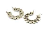 Gümüş Kafatası Tılsımı, 2 Halkalı Antik Gümüş Kaplama Pirinç Kafatası Kolye, Buluntular (34x2mm) N1037