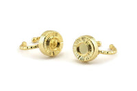 Gold Ring Settings, Gold Plated Brass Round Ring With 1 Stone Setting - Pad Size 6mm N1101