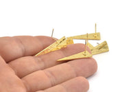 Gold Triangle Earring, 4 Gold Plated Brass Triangle Stud Earrings (27x9x1mm) N0953 H0986