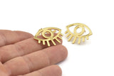 Gold Eye Earring, 2 Gold Plated Brass Eye Stud Earrings (29x1mm) N1030