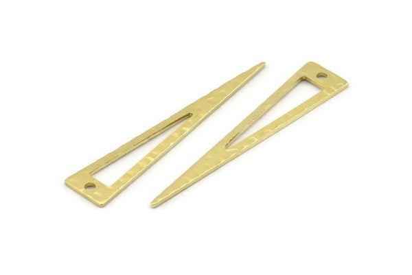 Brass Triangle Charm, 24 Hammered Raw Brass Triangle Charms With 1 Hole, Blanks (40x8x0.80mm) M277