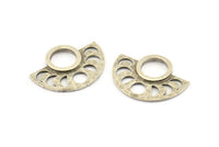Moon Phases Pendant, Antique Silver Plated Brass Semi Circle Pendants, Earring Findings (29x22x1.2mm) N1004