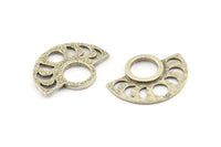 Moon Phases Pendant, Antique Silver Plated Brass Semi Circle Pendants, Earring Findings (29x22x1.2mm) N1004