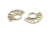 Moon Phases Pendant, Antique Silver Plated Brass Semi Circle Pendants, Earring Findings (29x22x1.2mm) N1004