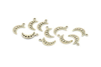 Silver Moon Charm, 24 Antique Silver Plated Brass Textured Horn Charms With 1 Loop, Pendant, Jewelry Finding (14x4x1mm) A0941