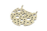 Silver Sponge Pendant, Antique Silver Plated Brass Sponge Charms With 2 Loops, Findings (40x39x1mm) N1051