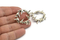 Silver Birds Charm,  Antique Silver Plated Brass Birds Charms With 1 Loops, Pendants, Findings (35mm) N1003