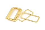 Gold Rectangle Charm, 4 Gold Plated Brass Open Rectangle Connectors (20x40x2x1mm) D1648