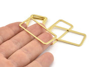 Gold Rectangle Charm, 4 Gold Plated Brass Open Rectangle Connectors (20x40x2x1mm) D1648