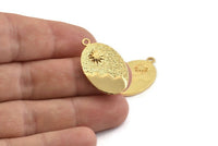 Gold Sun Charm, 2 Gold Plated Brass Sun And Cloud Charms With 1 Loop, Earrings, Pendants (27x18x1.5mm) N1111