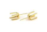 Gold Claw Earring, 4 Gold Plated Brass 4 Claw Stud Earrings (23mm) N1136