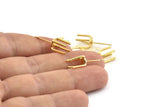 Gold Claw Earring, 4 Gold Plated Brass 4 Claw Stud Earrings (23mm) N1136