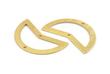 Gold Moon Charm, 2 Textured Gold Plated Brass Moon Charms With 2 Holes, Blanks (38x18x0.80mm) M236