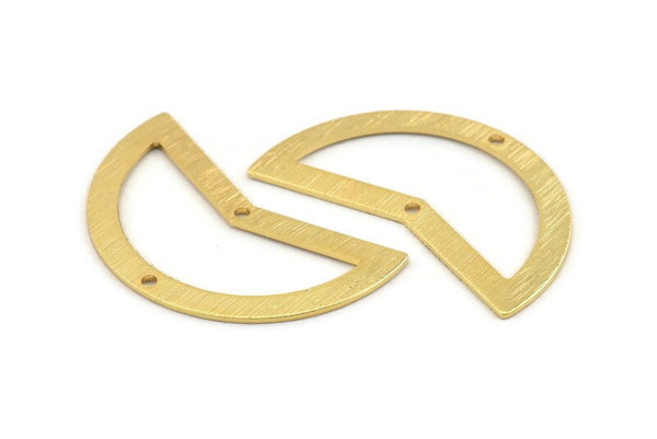 Gold Moon Charm, 2 Textured Gold Plated Brass Moon Charms With 2 Holes, Blanks (38x18x0.80mm) M236