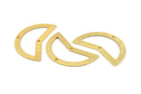 Gold Moon Charm, 2 Textured Gold Plated Brass Moon Charms With 2 Holes, Blanks (38x18x0.80mm) M236