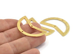 Gold Moon Charm, 2 Textured Gold Plated Brass Moon Charms With 2 Holes, Blanks (38x18x0.80mm) M236