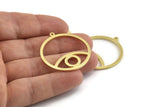 Brass Eye Charm, Raw Brass Eye Pendants With 1 Loop, Findings (37x34x1.5mm) N1344