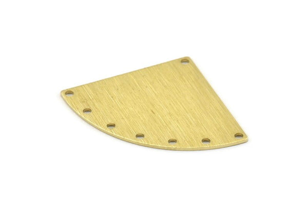 Brass Triangle Charm, 6 Textured Raw Brass Fan Charms With 8 Holes, Stamping Blanks, Findings (40x27x0.80mm) M299