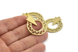 Brass Charm, Raw Brass, Pendant, Brass Earring, With 1 Loop, Findings (35x29x1.2mm) N1287