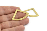 Brass Triangle Charm, 6 Textured Raw Brass Fan Charms With 2 Holes, Stamping Blanks, Findings (40x27x0.80mm) M326