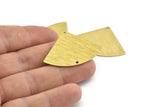 Brass Triangle Charm, 6 Textured Raw Brass Fan Charms With 2 Holes, Stamping Blanks, Findings (40x27x0.80mm) M321