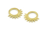 Brass Sun Charm, 4 Raw Brass Sunshine Charms, Pendants, Findings (22x20x1.5mm) N1292