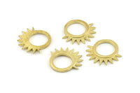 Brass Sun Charm, 4 Raw Brass Sunshine Charms, Pendants, Findings (22x20x1.5mm) N1292