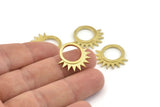 Brass Sun Charm, 4 Raw Brass Sunshine Charms, Pendants, Findings (22x20x1.5mm) N1292
