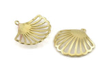 Brass Shell Charm, Raw Brass Sea Shell Pendants With 1 Loop (31x32x1mm) N1293