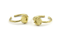 Brass Ring Settings, 10 Raw Brass Adjustable 3 Claw Ring - Ring Stone Setting - Pad Size 6mm N1299