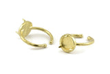 Brass Ring Settings, 10 Raw Brass Adjustable 3 Claw Ring - Ring Stone Setting - Pad Size 8mm N1300
