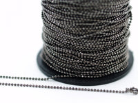 Gunmetal Chain, 5 Meters 16.5 Feet (1.5mm) Gunmetal Brass Faceted Ball Chain - W74 ( Z035 )
