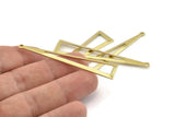 Brass Triangle Charm, 12 Raw Brass Triangle Charms With 1 Hole, Findings (60x13x0.80mm) A1482