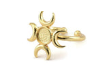 Gold Ring Setting, Gold Plated Brass Moon Ring With 1 Stone Setting - Pad Size 6mm N1152