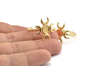 Gold Ring Setting, Gold Plated Brass Moon Ring With 1 Stone Setting - Pad Size 6mm N1152