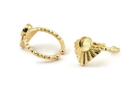 Gold Ring Settings, Gold Plated Brass Drop Ring With 1 Stone Setting - Pad Size 6mm N1112