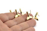 Fish Tail Earring, 2 Gold Plated Brass Fish Tail Stud Earrings (18x16mm) N1077