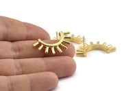 Gold Eyelash Earring, 2 Gold Plated Brass Eyelash Stud Earrings (31x16mm) N1147