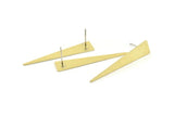 Brass Triangle Earring, 8 Textured Raw Brass Triangle Stud Earrings (40x8x0.80mm) M146 A1554