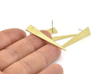 Brass Triangle Earring, 8 Textured Raw Brass Triangle Stud Earrings (40x8x0.80mm) M146 A1554